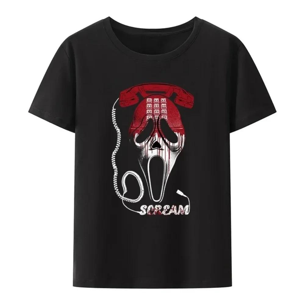 2025 Summer Halloween 100% Pure Cotton T-shirt, Horror Movie Harajuku Graphic Popular Gothic Men's T-shirt