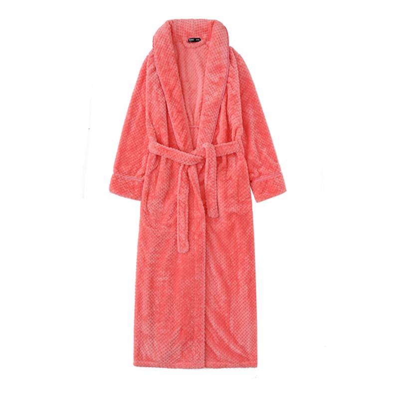 Women's and Men's Thick Flannel Morning Robe for Autumn/Winter Home Wear