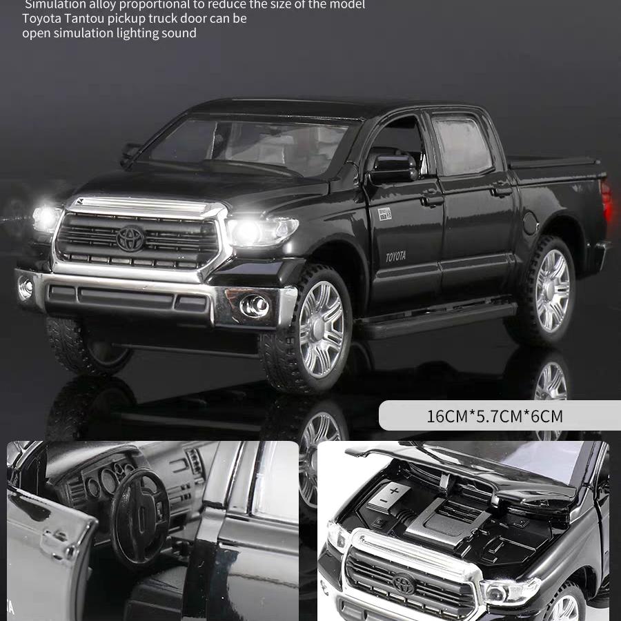 Toyota Tundra Pickup Truck Simulare Diecast și vehicule de jucărie Sunete și lumină Mașină trage înapoi 1:32 Cadouri de aniversare model din aliaj
