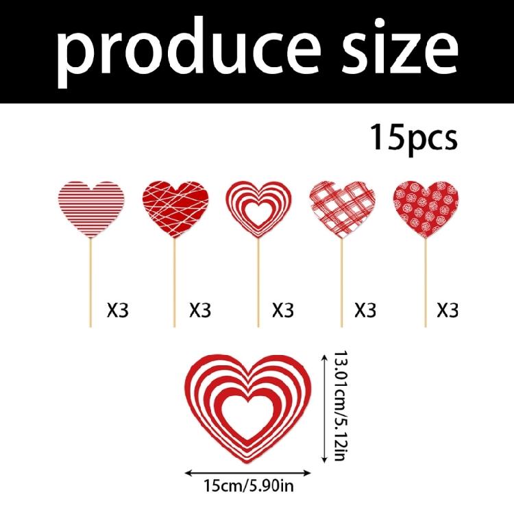 Valentines Day Party Scene Decoration Vase Inserts 15Pcs Cardstock Decors Craft Supplies For Table Centerpieces
