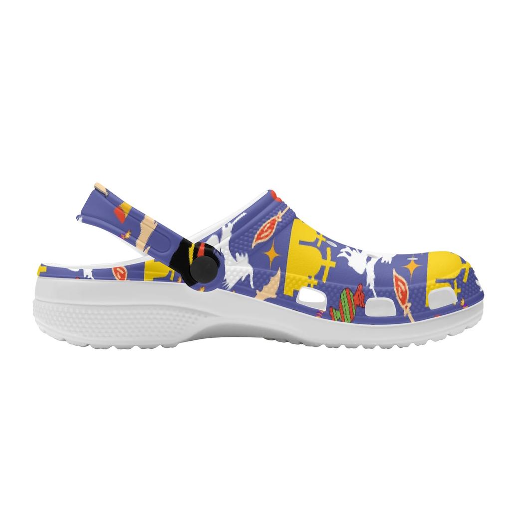 Women Men EVA Garden Clogs Printed Lightweight Breathable Slip On Shoes Beach Pool Bathroom Home Casual Outdoor Wear