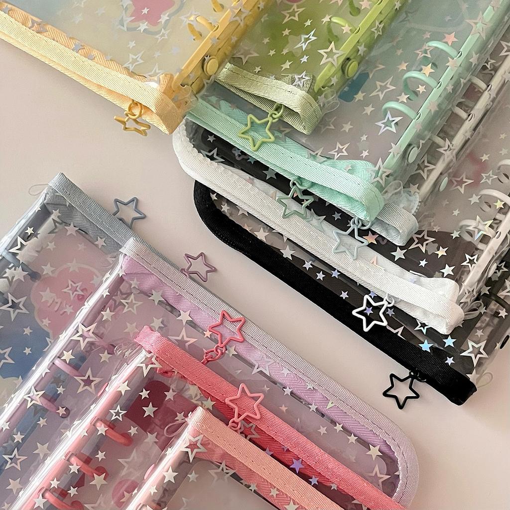 A5 Star Transparent Cover Binder Pocard Holder Idol Kpop Po Album Po Collect Book Zipper Bag Storage School Stationery