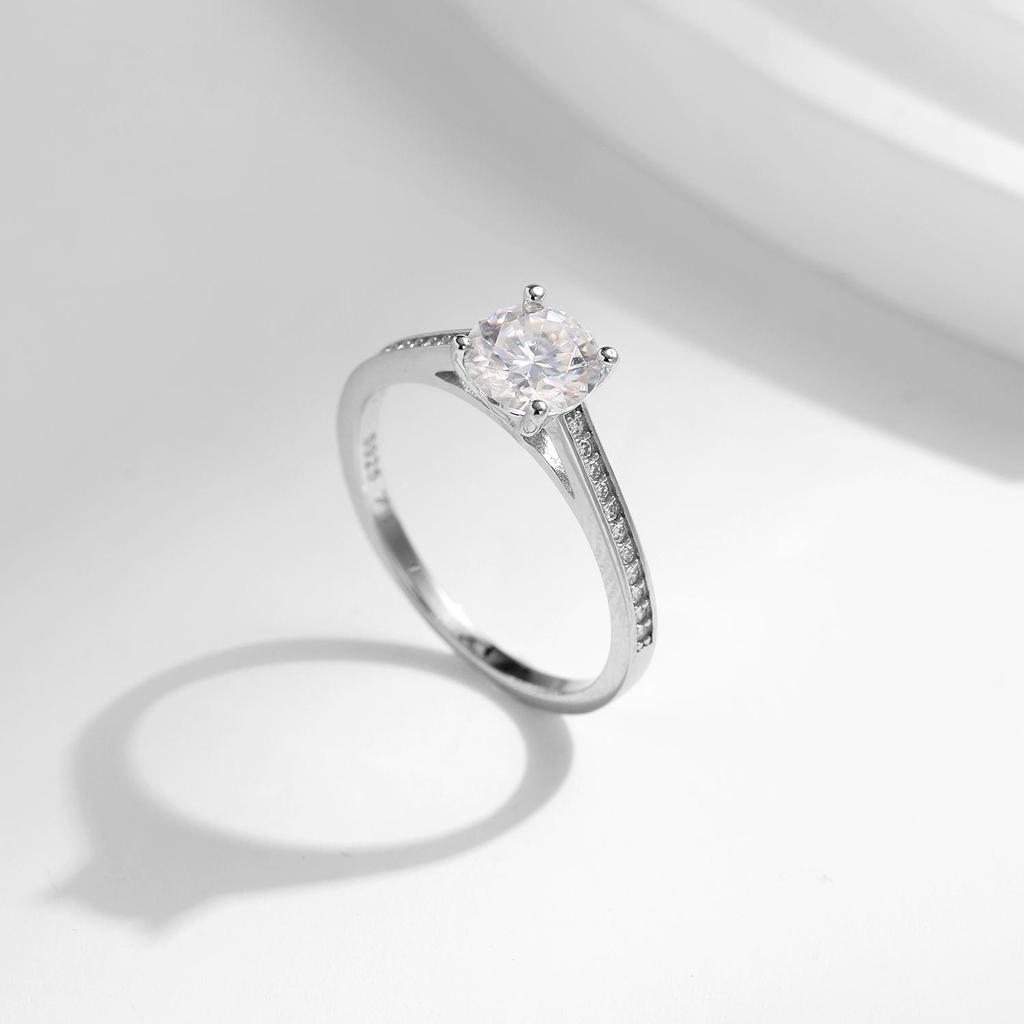 Modian D Kleur Lab Diamant 1ct Moissanite Ring Voor Vrouwen 925 Sterling Zilver Klassieke Bruiloft Verlovingsband Sieraden Geschenken