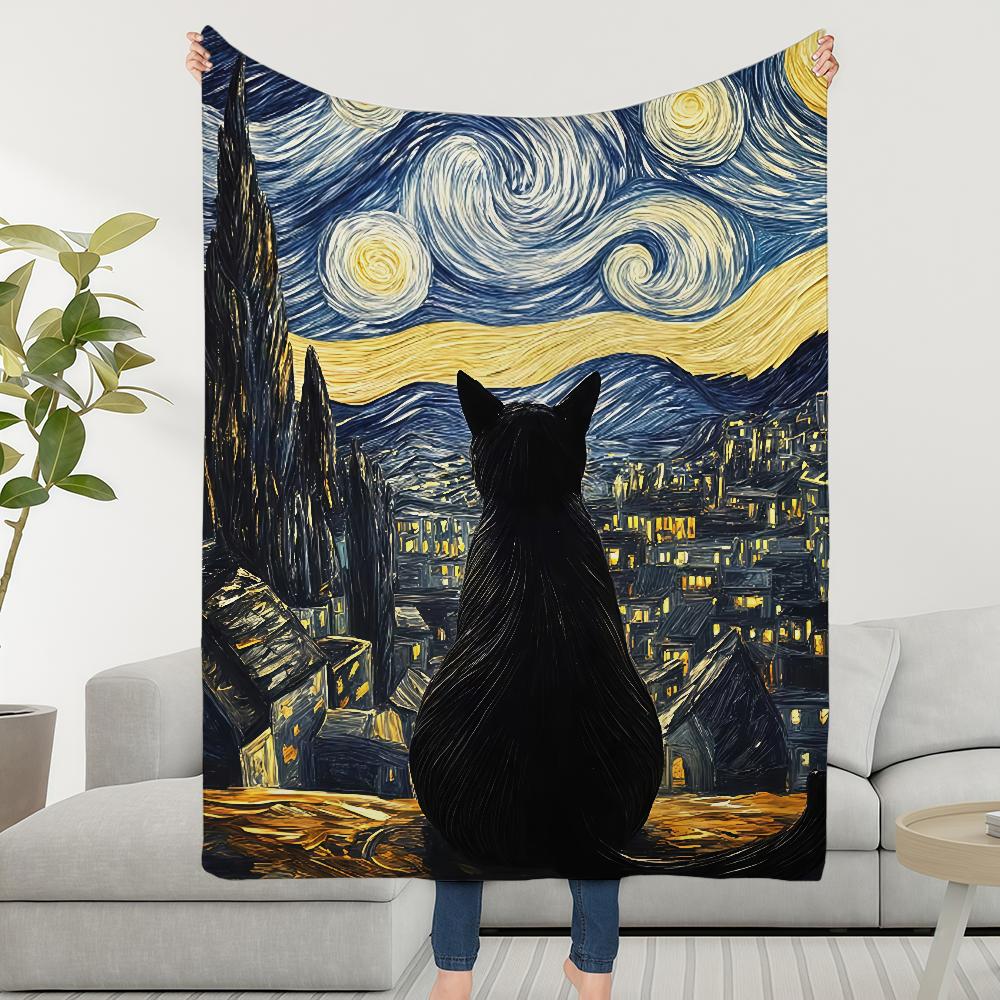 Blanket Throw And The Super Cosy Plush Living Cat Night Starry Room Sofa Couch Childish Birthday Gifts