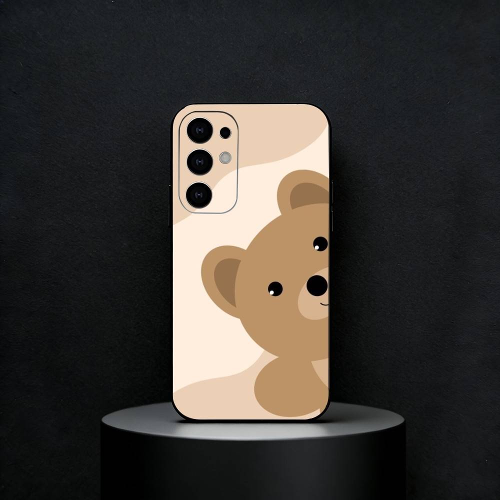 Cute Brown Bear Phone Case For Samsung S25,S24,S23,S22,S21,S20,Ultra,Plus,FE Black Soft Cover