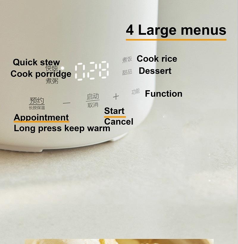 Xiaomi 600ml Rice Cooker Multi-function Ceramic Non-stick Fast Electric Cook Pot Portable Electric Lunch Box Mini Electric Stew Pot