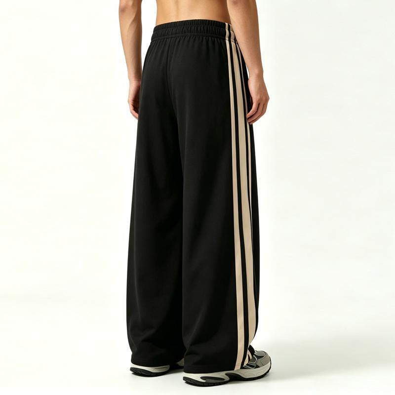 Men Women Loose Straight Side Stripe Casual Sports Long Pants