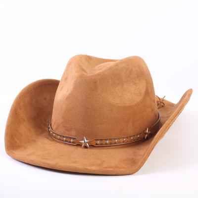 Popular European and American Classic Suede Western Cowboy Hat, Men's and Women's Fashion Big-brimmed Top Hat Shade