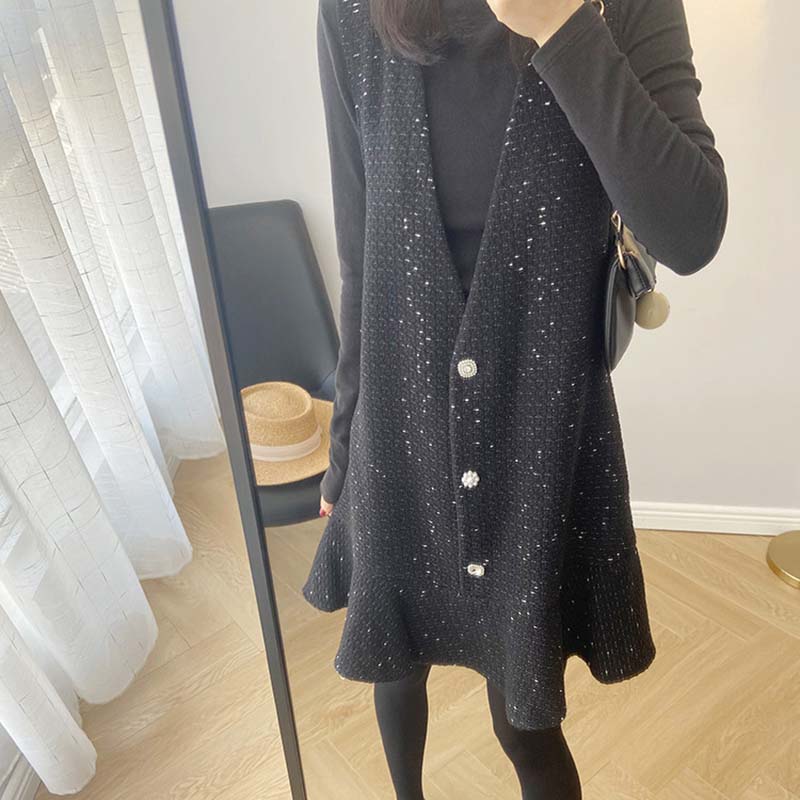 

Платье для женщины Хлопок Зима Винтаж Повседневный Без рукавов Длинный Жилет Платья XXL чёрный