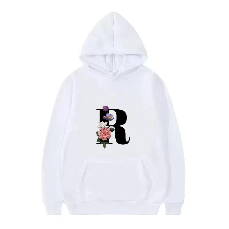 Letter Number Print Pattern Woman Fashion Loose Black Autumn Sporty Tops Clothes Pullovers Ladies Cheap Hoodies Men Sweatshirts