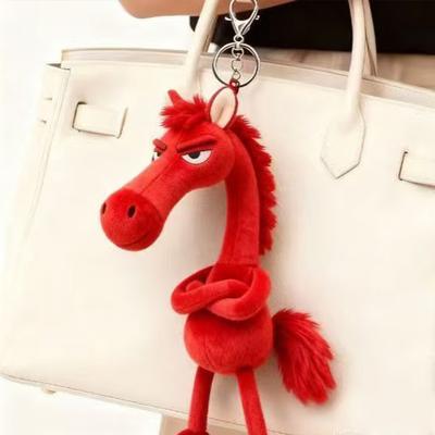 Schwarzes Pferd Schlüsselanhänger Plüschtier Rucksackanhänger Dekoration Jahr des Pferdes Plüschtier Neujahrs-Souvenir Geschenke für Jungen Mädchen