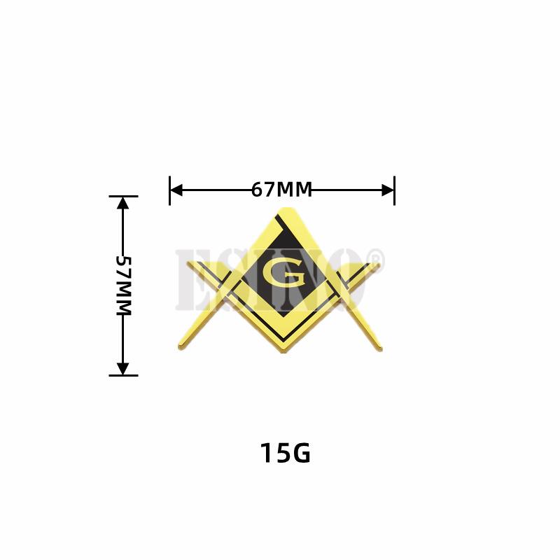 Nowe 3D Masoneria Bractwo Wolnomularskie Metal Chrom Cynk Stop Klejący Emblemat Odznaka Dekoracyjna Naklejka Akcesorium Samochodowe