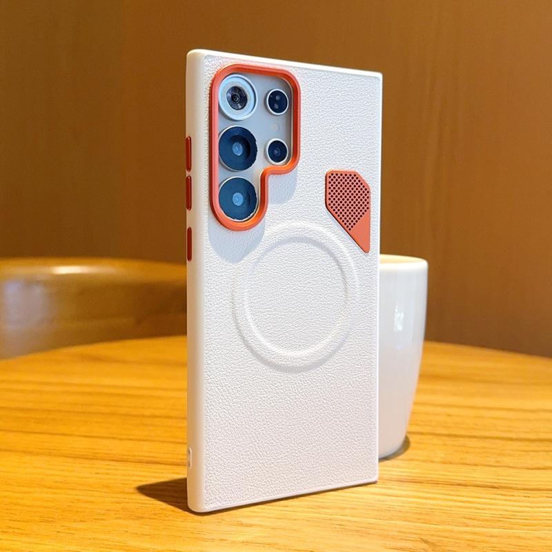 Stylish Magnetic Case for Samsung Galaxy S24/S25 Ultra S24+/S25+/S25Edge Casual Korean Vegan Leather Cover with Heat Dissipation