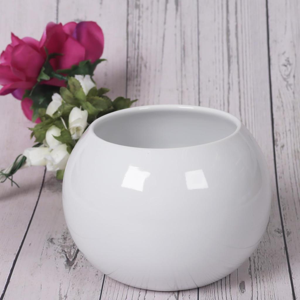 Ceramic Round Ball Size 12 Height 9cm x Diameter Diameter for Planter, M, White, pieces, 12.5cm (Opening 8cm), Houseplants, Succulents, etc.