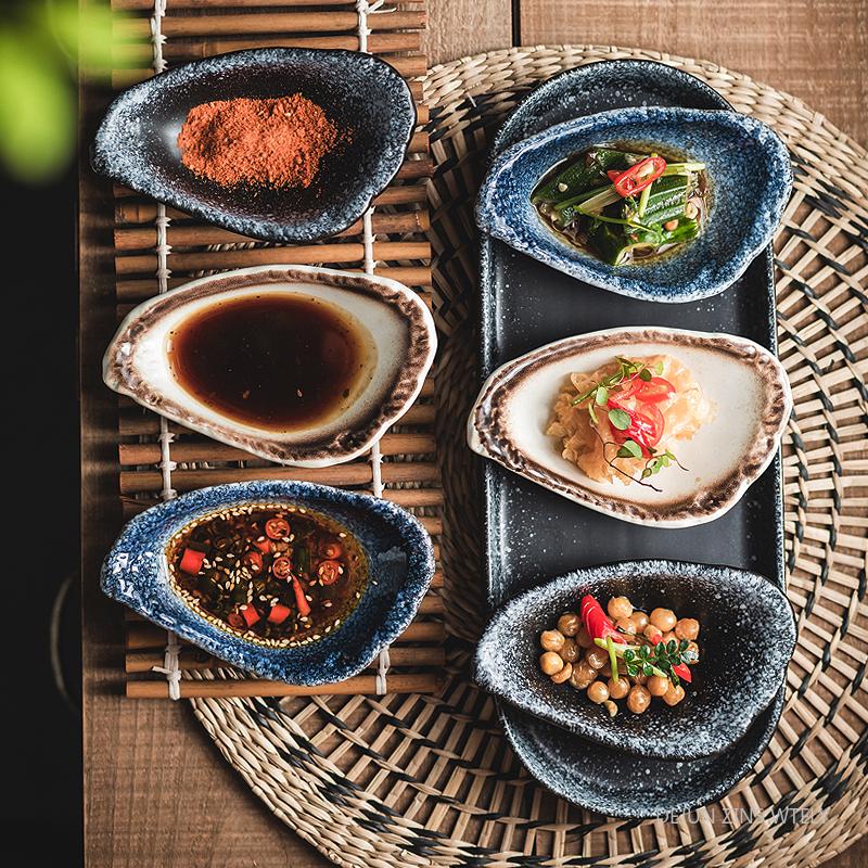 Creative Condiment Vinegar Plates Japanese Soy Sauce Dish Retro Ceramic Plates Sushi Wasabi Flavored Plates Kitchen Tableware