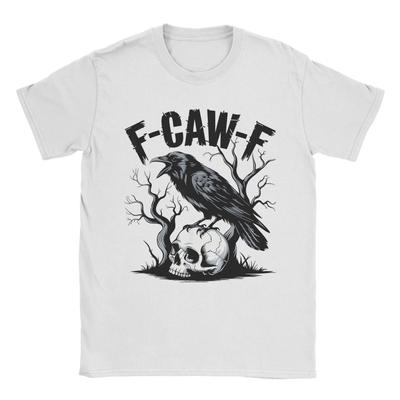 Gothic Black Crow F Caw F T-Shirt for Men F-Caw-F Bird Pure Cotton Tees Round Collar Short Sleeve T Shirts Plus Size Tops