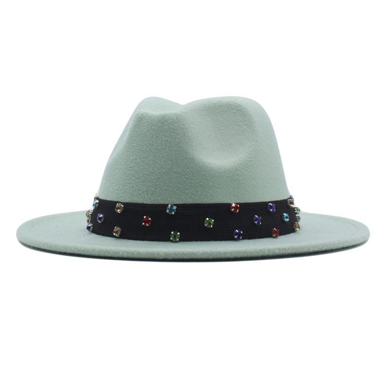 New Fashionable and Elegant Jazz Hat, Spring, Autumn and Winter Belt Woolen Casual Fashion Big-brimmed Lady Jazz Hat
