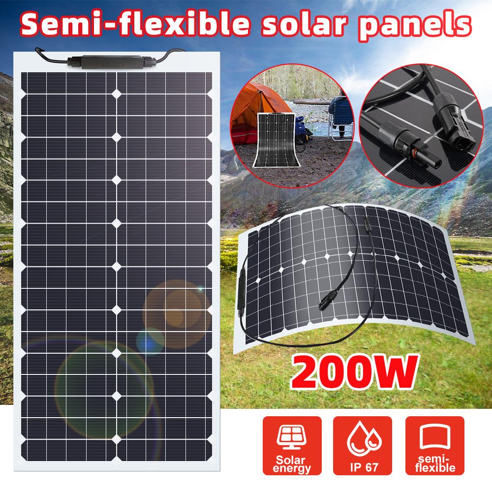 200W Flexible Solarmodule Wasserdicht Monokristallin Bestes Solarpanel für Zuhause Wohnmobil Boot Camping 18V Ladung