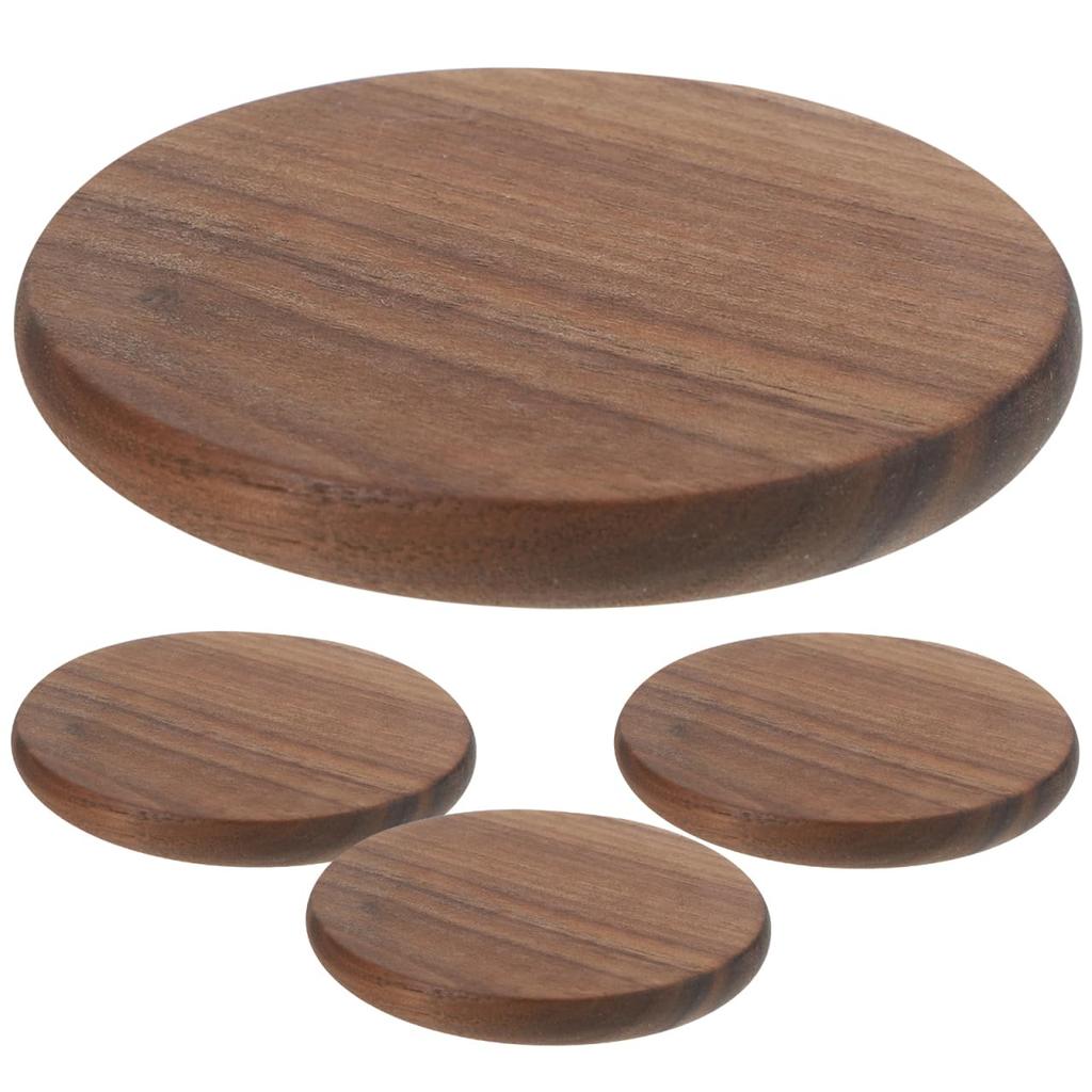 ULDIGI Set of 4 Wooden Coasters, 3.46 Inch Square, Heat-Resistant Cup Mats, Dining Table Placemats, Home Kitchen Table Protectors