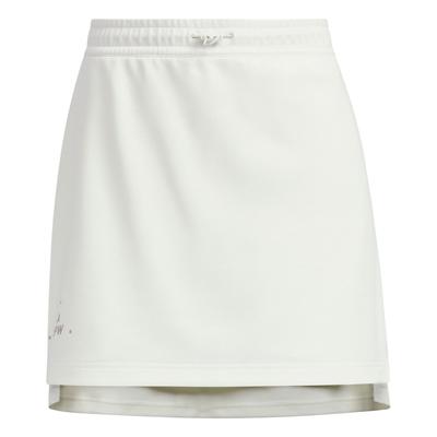 Verbiage Knit Skirt With Elastic Waist and Solid Color Sports Three-Quarter Casual Shorts Women Bottoms Han-Jade-White JN7786
