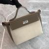 Bolso de Ala de Color Contrastante para Mujer Bolso de Hombro de Lona Clásico Retro de Alta Gama con Cuero de Vaca Bolso de Mano de Tendencia de Moda