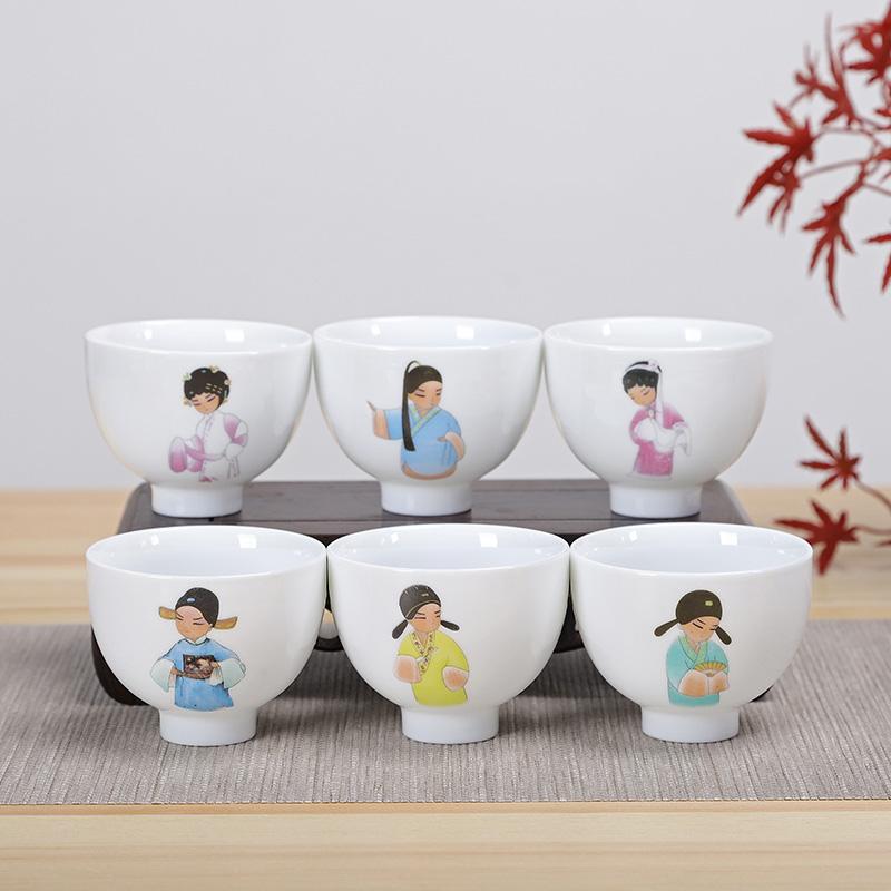 6ks čínský modrobílý porcelánový keramický čajový set Ručně malovaný šálek na čaj Šálky na kávu Šálky na víno Nádobí na pití