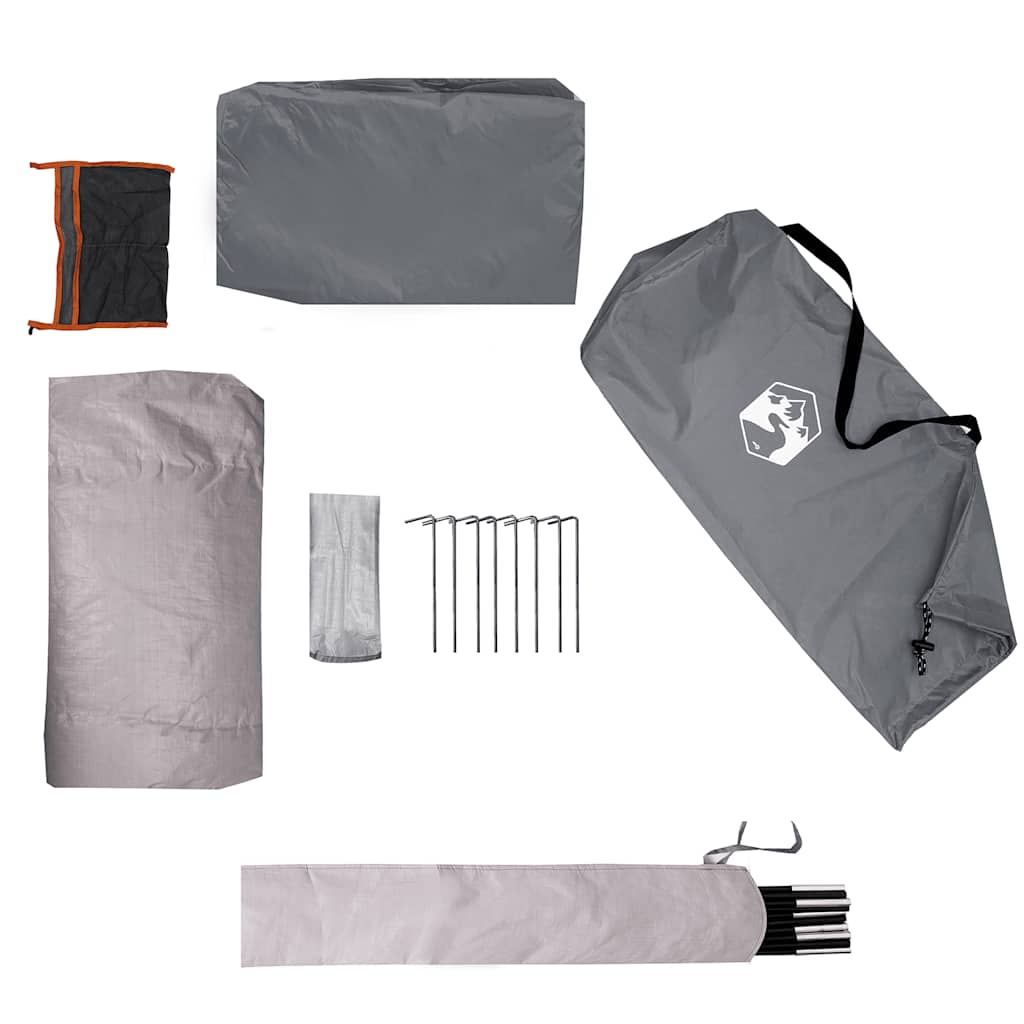 1 Person Camping Tent Gray and Orange Waterproof