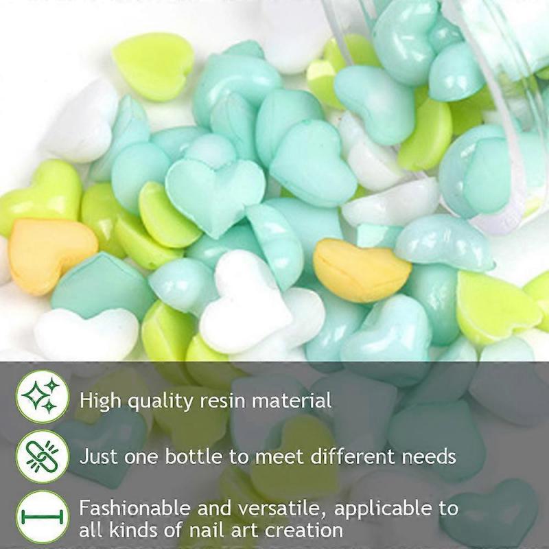 Heart 3D Nail Art Charm, Resin Light-Changing Nail Decals for Acrylic Nail Art Accessories, Heart Love Nail Charm Design