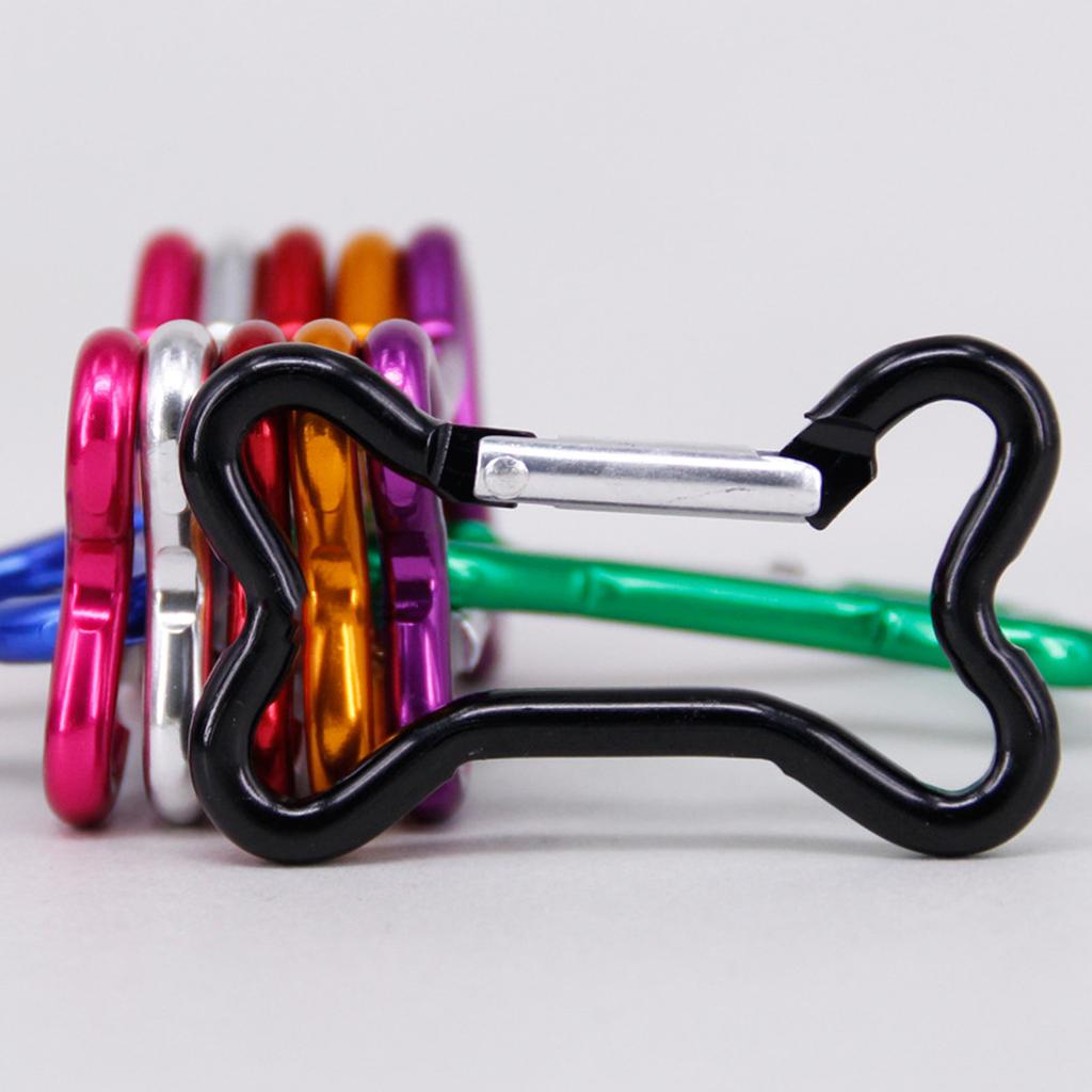 10pcs Bone Aluminum Keychains Clip Hiking Keychains Mountaineering Carabiner for Travel and Sports