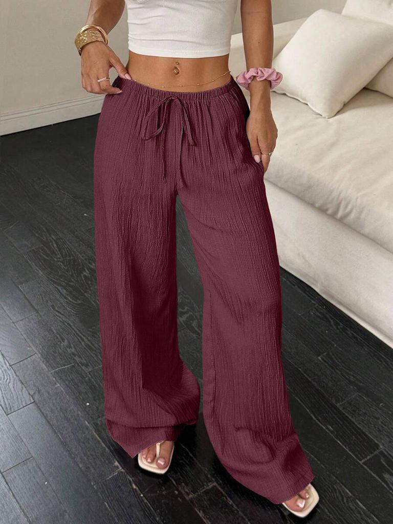 2025 Autumn European & American Style Women's Solid Color Straight-Leg Casual Pants