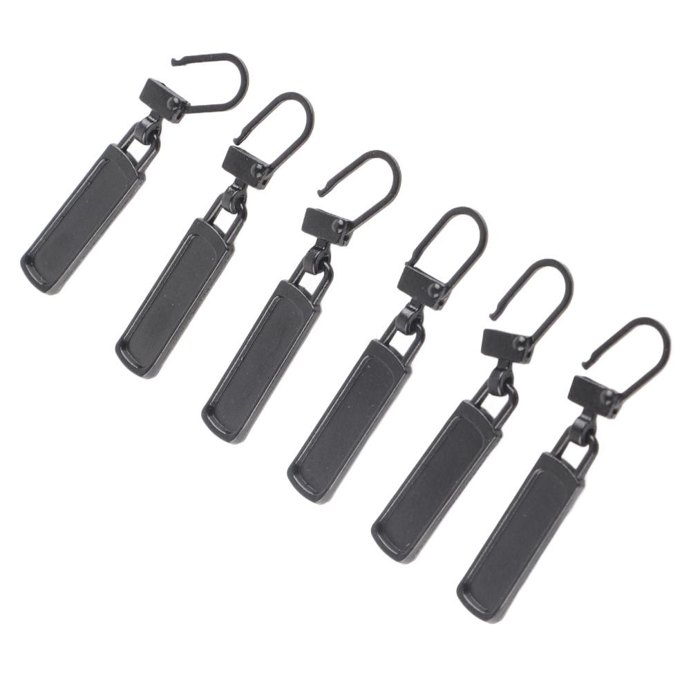6pcs Black Zipper Pull Replacement Small Hole Zipper Pull Tab Detachable Zipper Pull Handbags