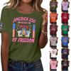 Women's Fashion Casual Printed Short Sleeve Round Neck Pullover Tops