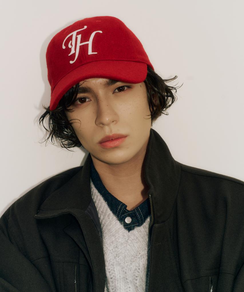 Teulaepighamoni Wool Blend Th Applique Logo Deep-Fit Ballcap_Red