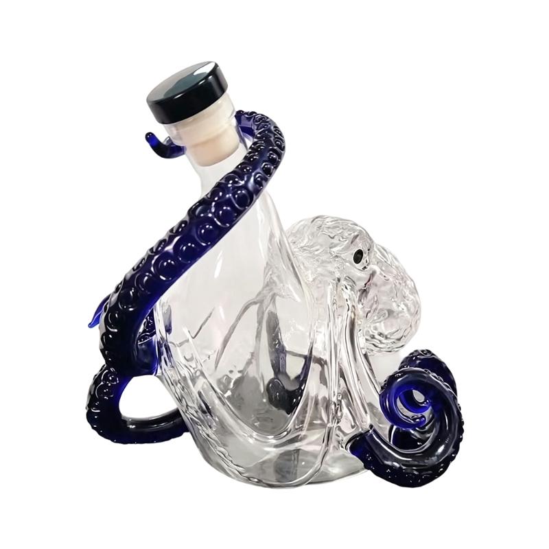 Creative Glass Octopuses Whiskeys Decanter Liquor Dispenser with Secure Suction Base For Home Club And Party Serving