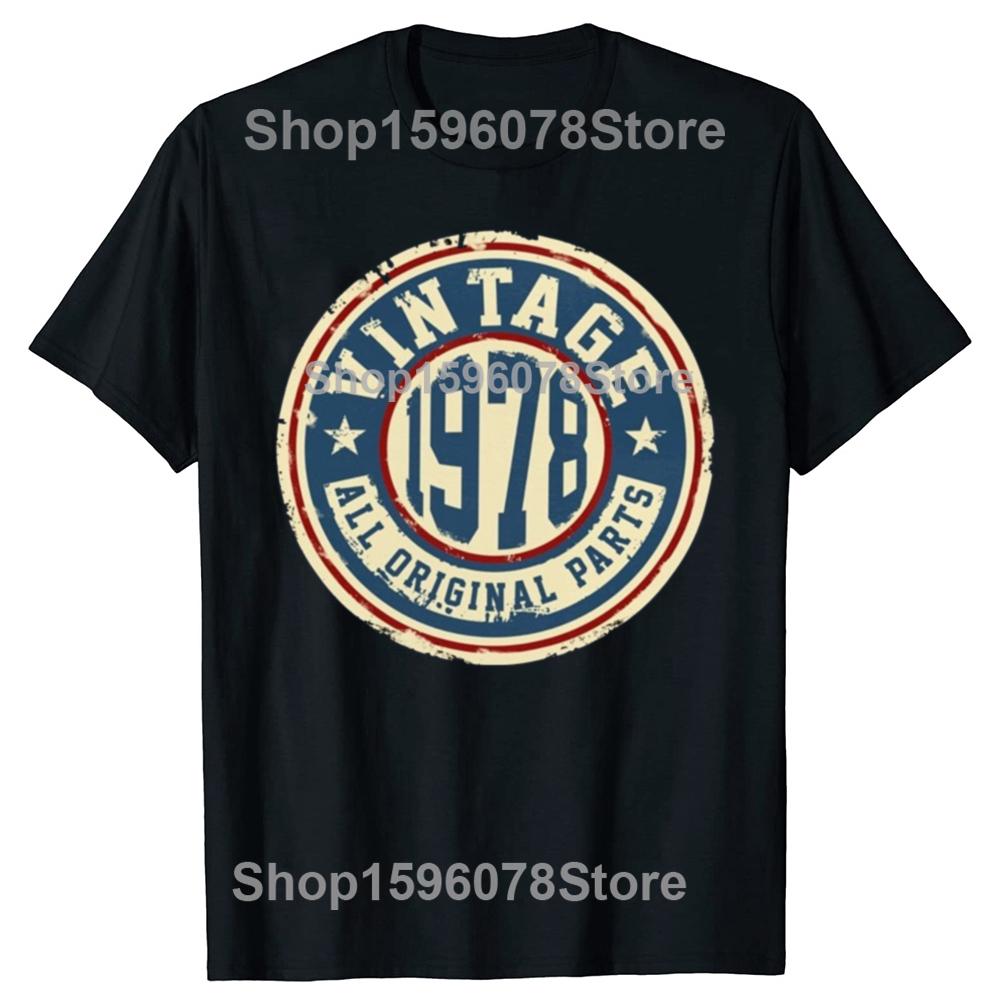 Vintage 1978 All Original Parts 100 Cotton Tshirts Men Fashion Print Tshirt Loose Oversized Streetwear Hip Hop Unisex T Shirt