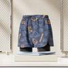 Mens Double-Layered Board Shorts Swim Trunks Quick-Dry Anti-Chafe Flat Front Beach Pool Surfing
