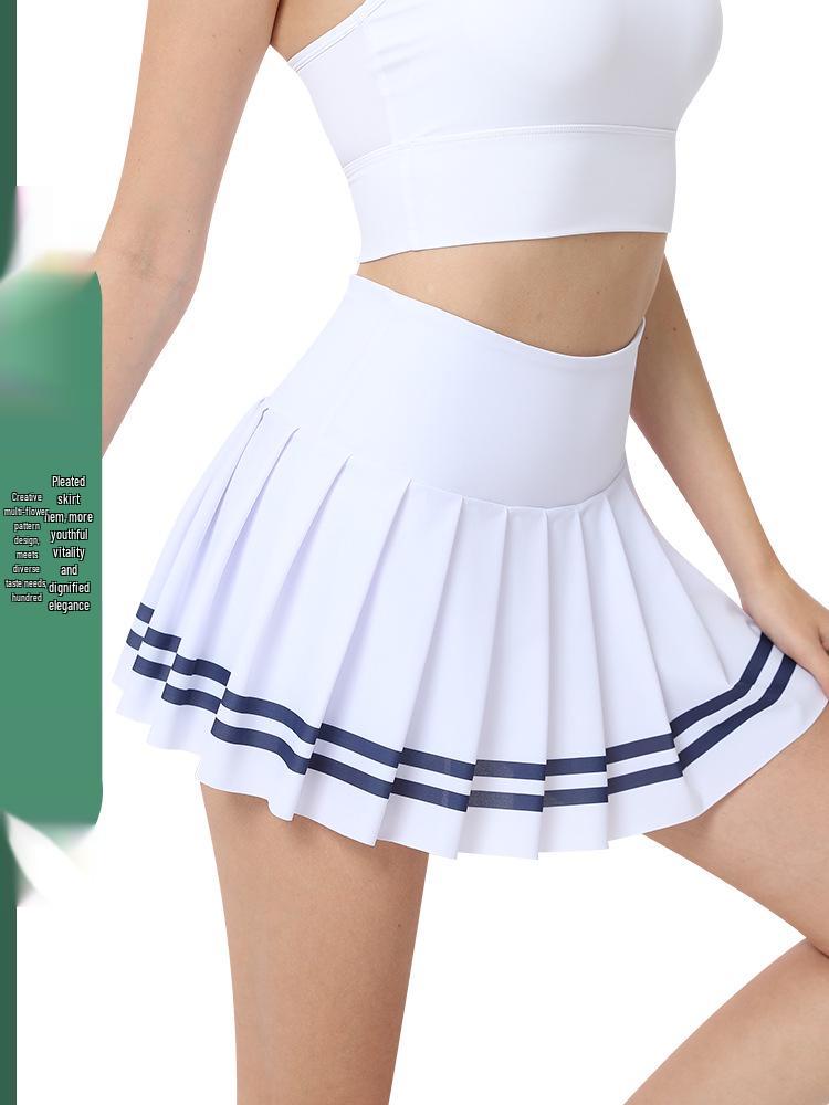Quick-Dry Pleated Sports Skirt with Sun Protection for Tennis, Badminton, Fitness, Yoga, and Running