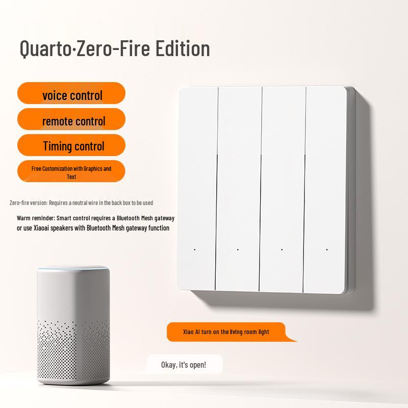 Ultra-Thin Smart Switch Panel with Mijia App Voice Control, Single/Double Options for Whole House Smart Home Integration.