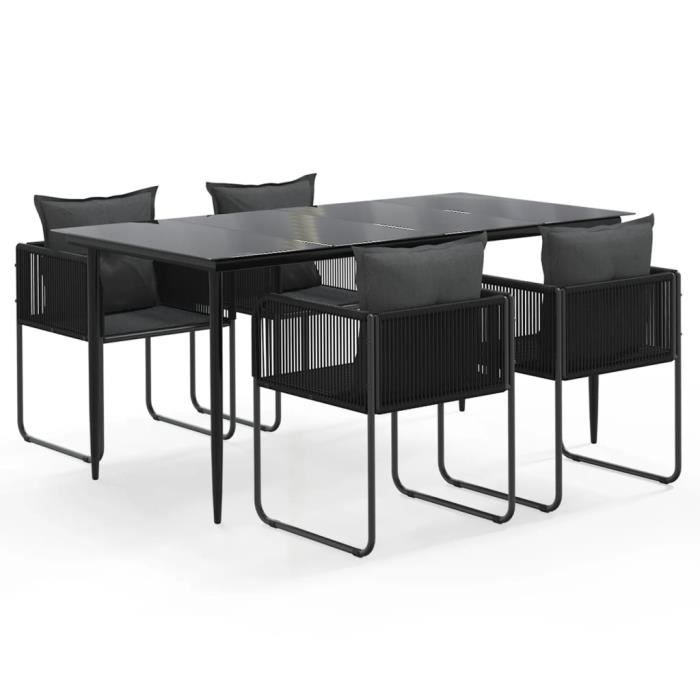 3156500 vidaXL Garden Dining Set 5 Pcs Black