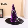 Eye Catching Party Accessory Reversible Sequin Witch Hat, Sparkly Glitter Large Wizard Color Changing Hat Halloween Costume for Cosplay, Masquerade