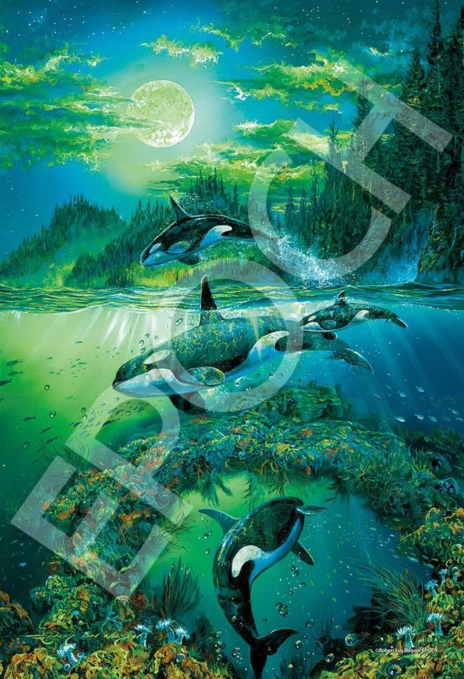EPOCH Marine Art Orca Ocean Souls 300-Piece Jigsaw Puzzle 26×38cm Illustration with Adhesive Spatula and Ticket
