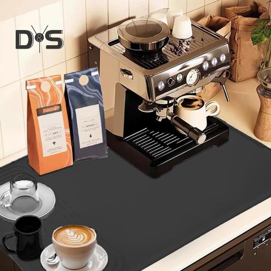 Silicone Coffee Mat Anti-Slip Grip Dish Drying Mats BPA-Free Waterproof Heat-proof Countertop Mat Espresso Drink Bar Station Accessories
