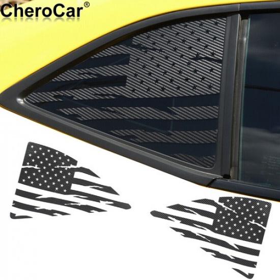 Накладка на заднее боковое окно из углеродного волокна со стикером US Flag для Chevy Camaro 2010-2015