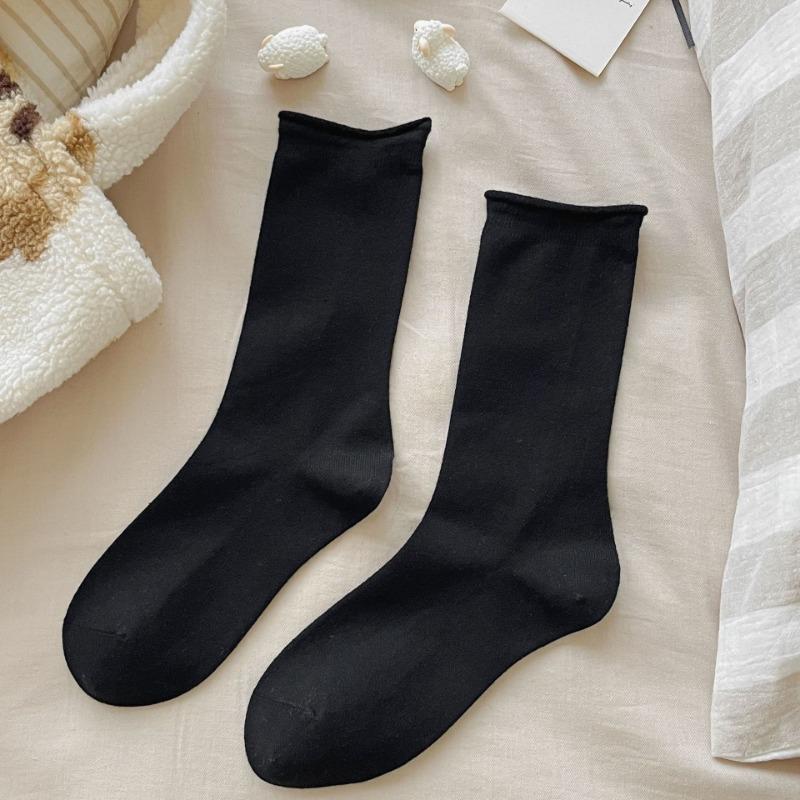 Women's Autumn Warm Simple Solid Color Curled Wool Pile Cotton Socks
