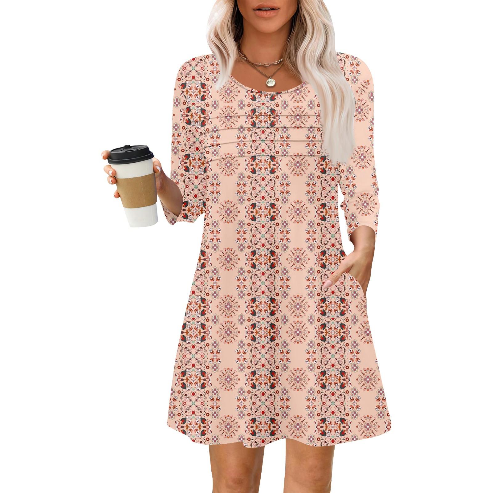 

Женские летние повседневные лепестковые узкие полосатые платья с длинным рукавом и плиссировкой с цветочным принтом L