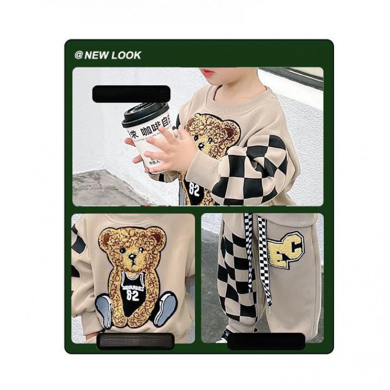Boys' Outfit New Fashionable Baby Spring and Autumn Korean Style Sweatshirt Children's Internet Celebrity Cool Bear Children's Clothing