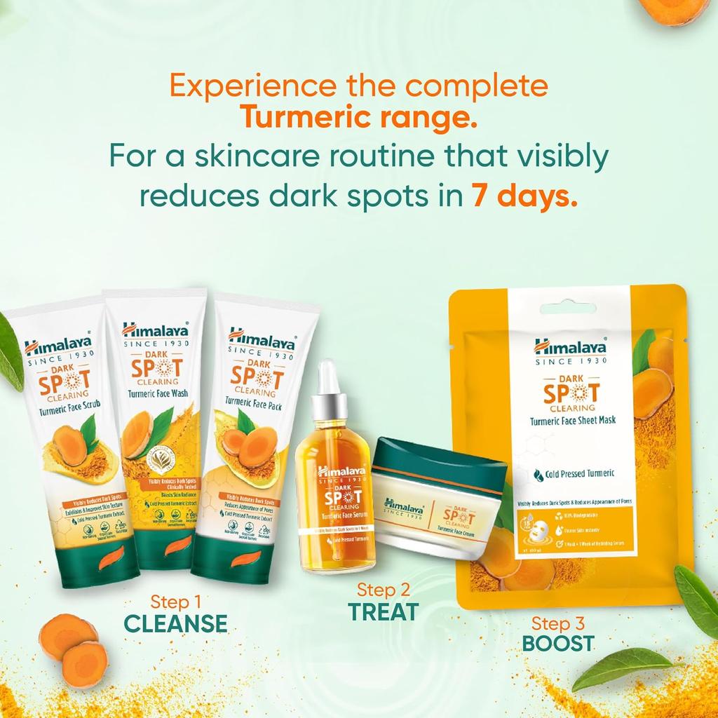 Himalaya Dark Spot Clearing Turmeric Face Wash 50ml Reduce Dark Spots and Blemishes Naturally