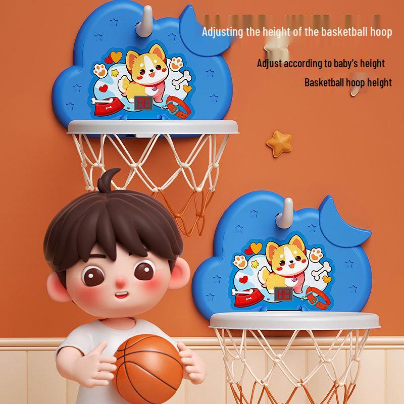 Kids' Silent Scoring Basketball Hoop - No-Drill Wall-Mounted Indoor Toy
