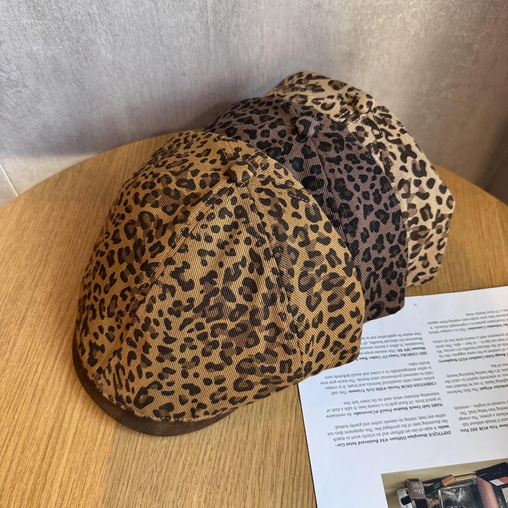 Fashion Splicing Design Leopard Print Pattern Women Casual Beret For Daily Wear