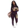 Women Two Pieces Clothes Long Sleeve Sweater Pant Casual Sportswear Suits